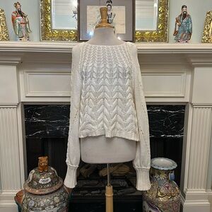 Worn once “Free People” cable knit cream sweater
